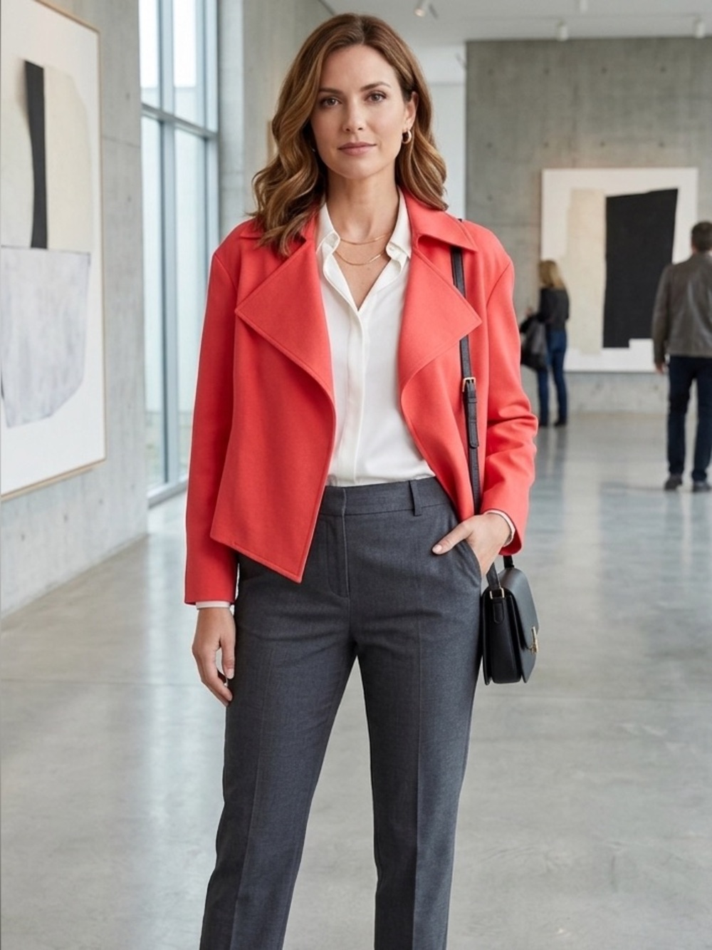 ANNE KLEIN Red Cropped Women's Jacket - Unbranded. Size 6